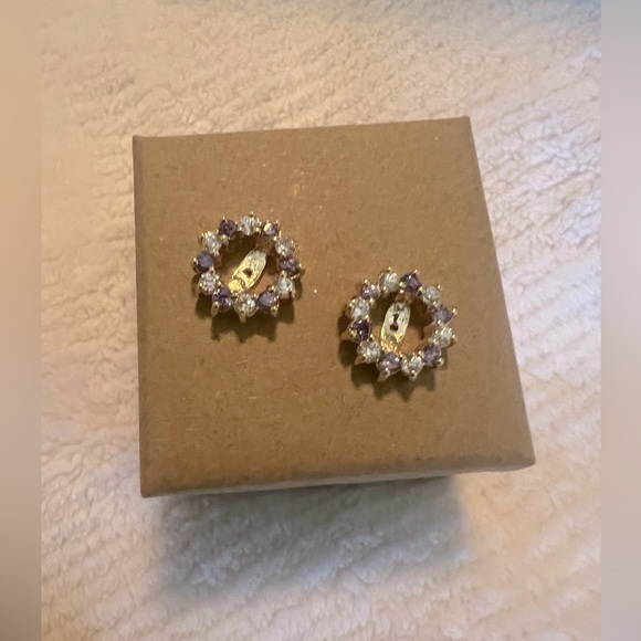 Vintage Ross Simons Amethyst n Simulated Diamond CZ Jackets - Picture 3 of 5